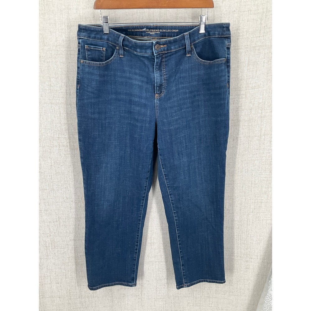 Chico's Jeans Women 2.5 US 14 Blue Cotton So Slimming Girlfriend Slim‎ Leg Crop